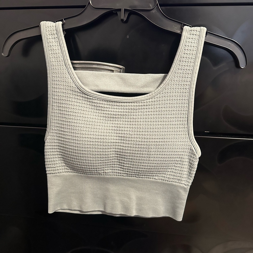 Green Textured Crop Top